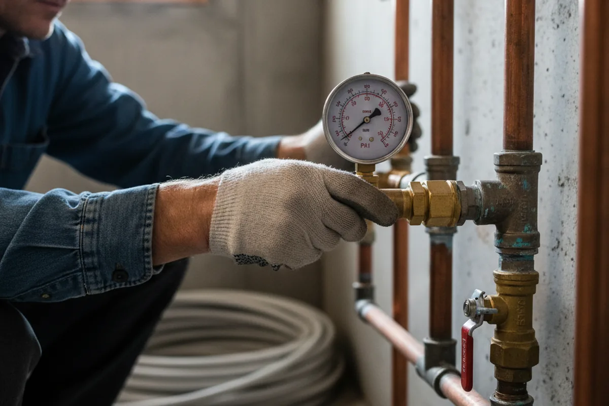 Pressure testing a repaired line during Water Line Repair in Strawn